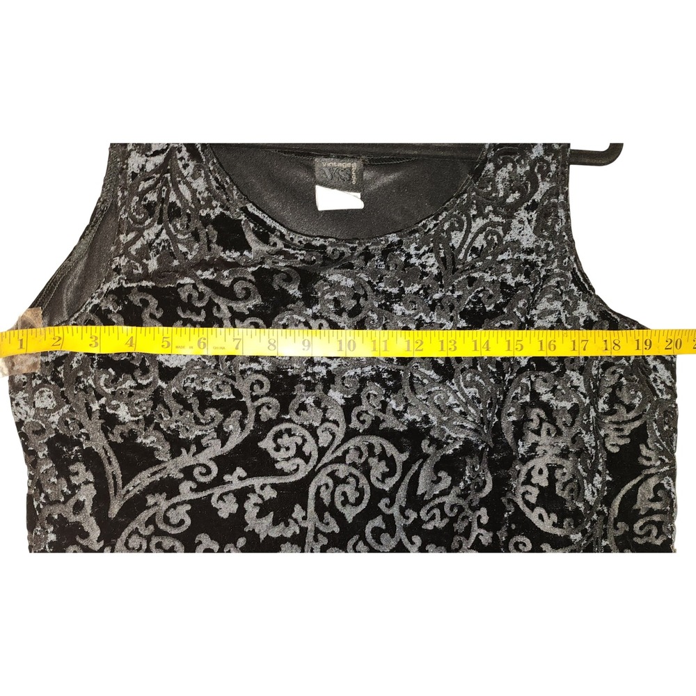Black Burnout Velvet Cardigan and Tank Set Damask Scroll Whimsigoth Y2K - Picture 8 of 12